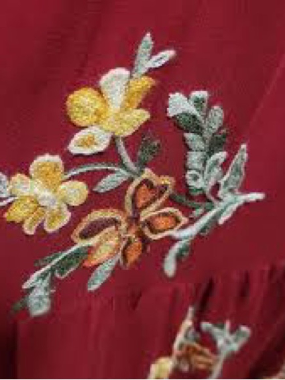 Cactus + Pearl Burgundy Floral Tiered Midi Dress Boho Button Front XL NWT - Picture 6 of 6